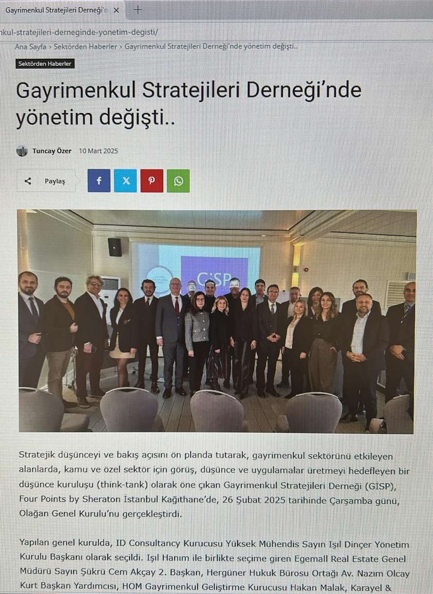 Gisp 'te Yeni Başkan Y.Mimar Işıl Dinçer oldu.